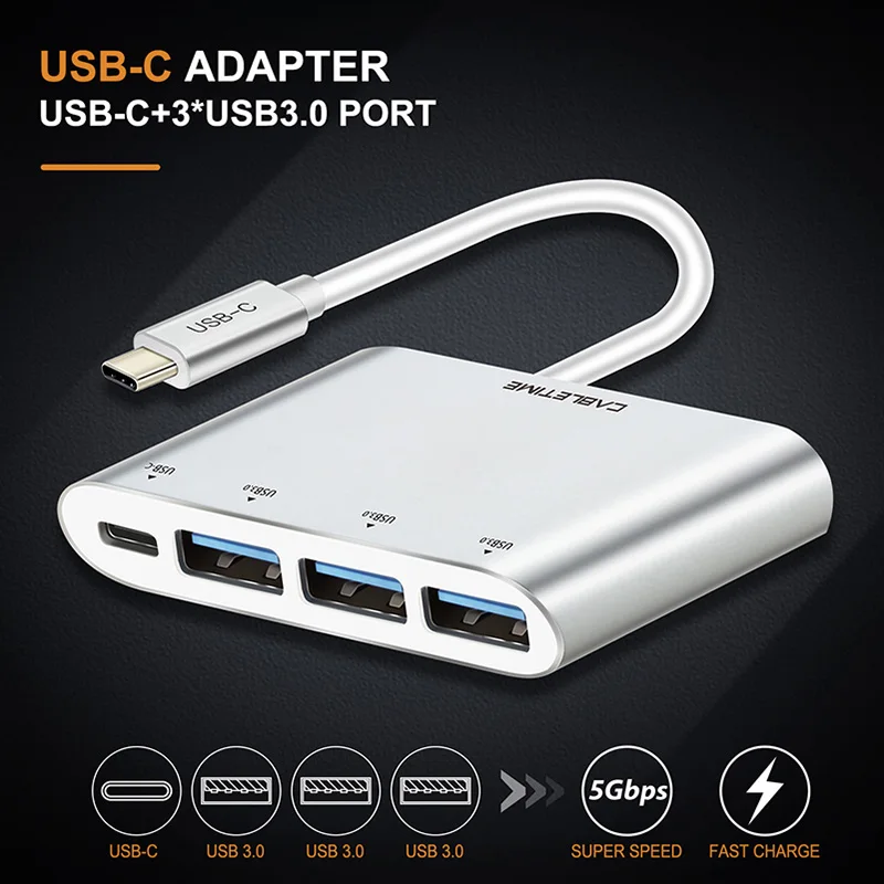 Cabletime USB C HUB Type 3.1 to 3.0 3 ports PD Adapter 4 in 1 For Laptop Macbook Air Pro C228 |