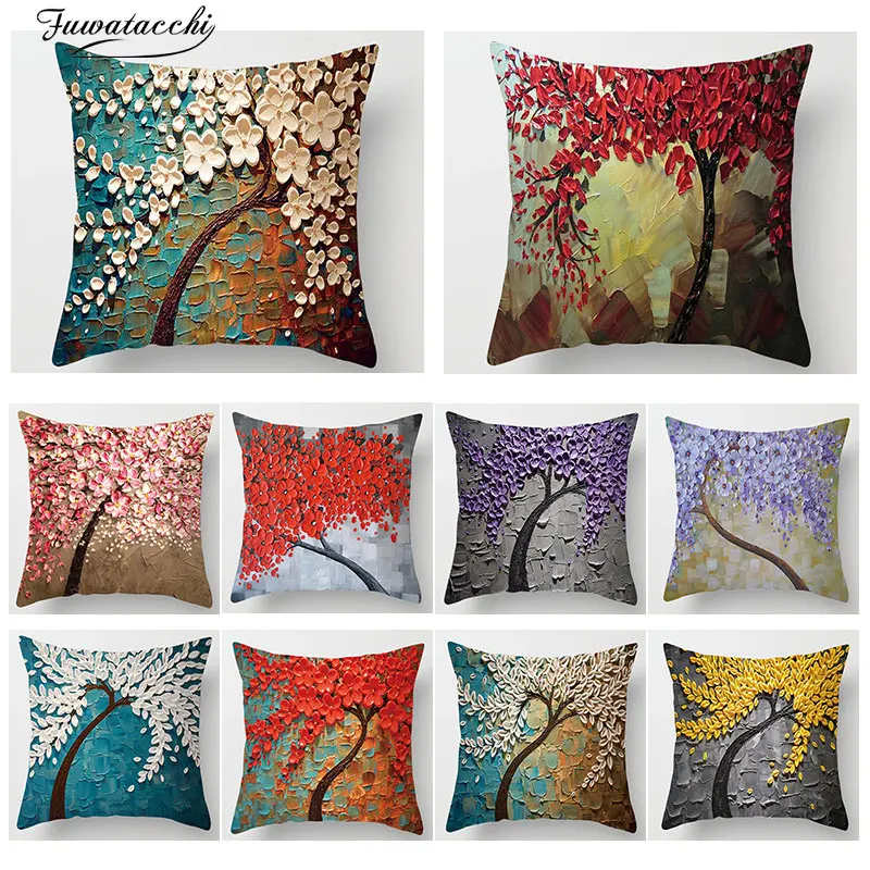 Чехол для подушки Fuwatacchi винтажный 3D чехол из полиэстера с принтом цветов и дерева