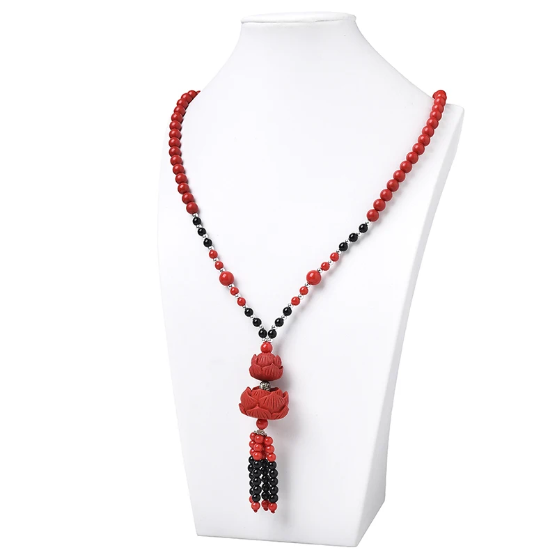 Темно-красные цветы кулон красный и черный 8 мм по индивидуальному заказу для