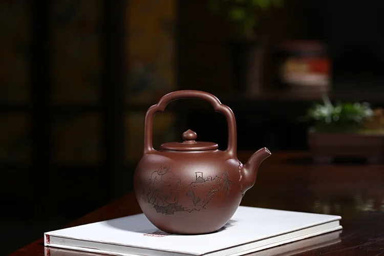 Hand-made Натуральная фиолетовая глина yixing Чайник Фиолетовый глиняный Вуцзе Tiliang Фиолетовый Глиняный заварочный чайник путешествия чай подарок настройки