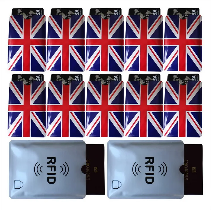 12 шт. держатель антисканирующей карты Union Jack американский флаг RFID визитница для паспорта, OEM Добро пожаловать - Цвет: The Union Flag