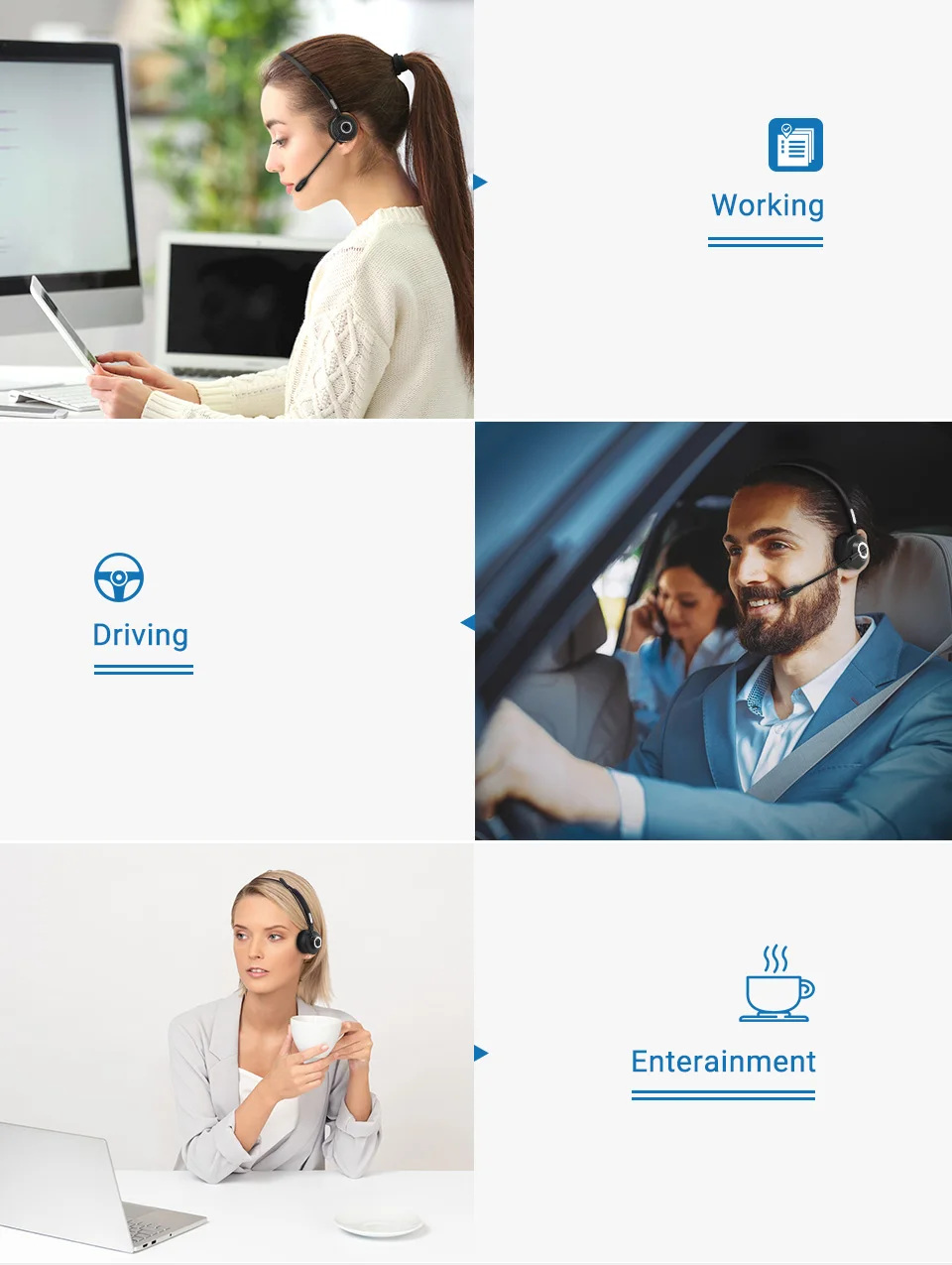 Langsdom H3 Bluetooth наушники, гарнитура для Skype, беспроводная гарнитура для дальнобойщиков, наушники с микрофоном для телефона, офиса, Skype
