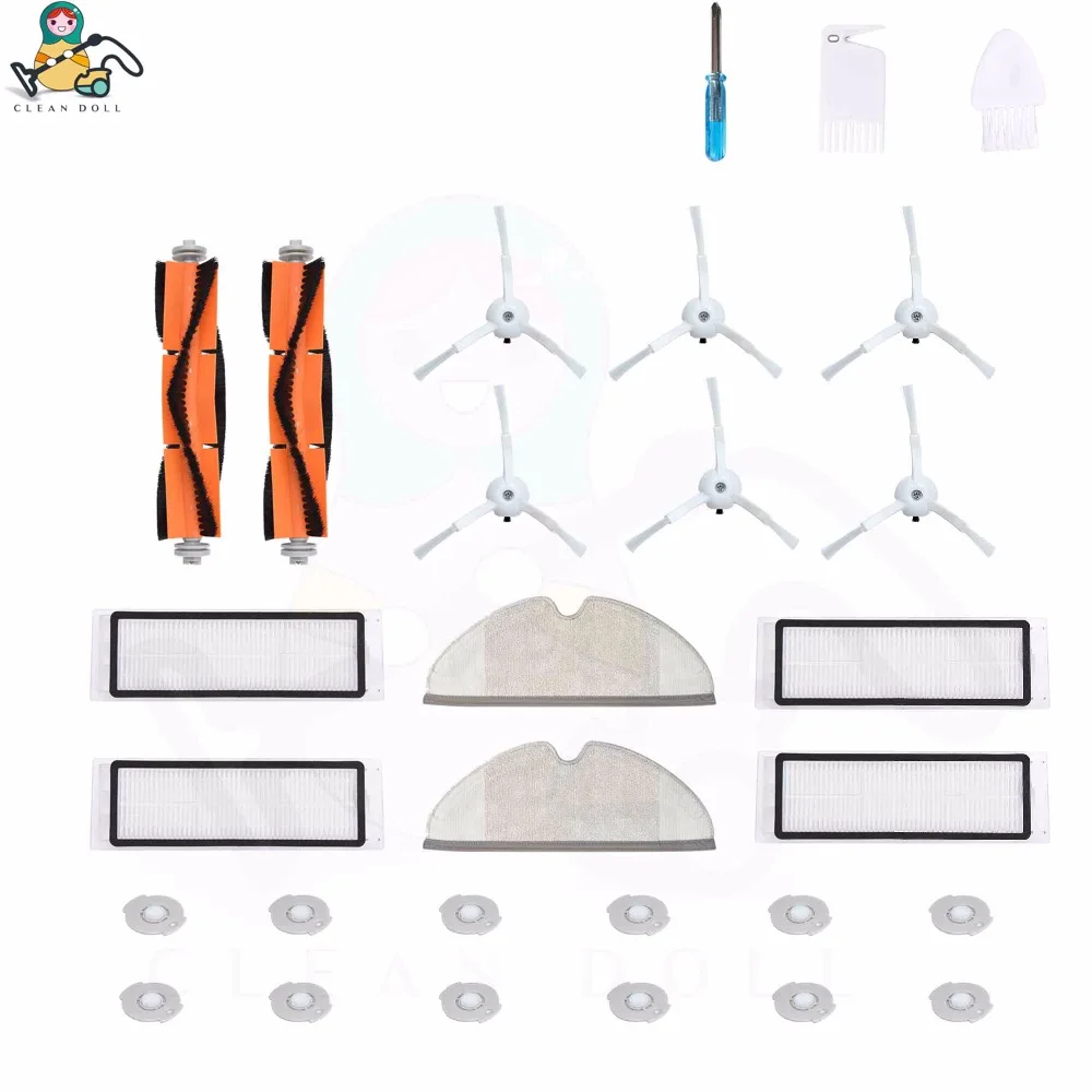 23-Pack вставка из ткани для швабры боковые щетки HEPA фильтр основная щетка для Roborock S6 S50 аксессуары S5 S51 S55 E25 Xiaomi Вакуумные части