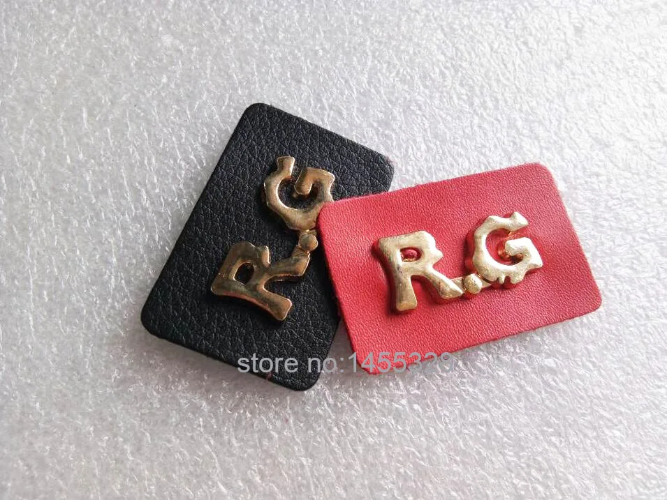 20 шт./лот черная/красная искусственная кожа ПРИШИТАЯ с золотыми металлическими