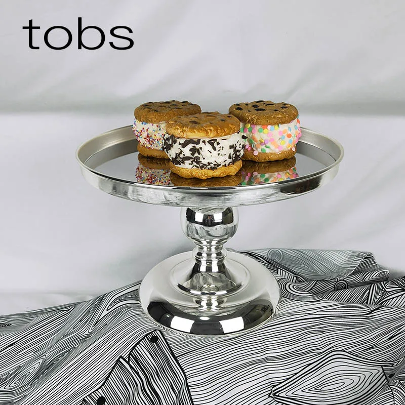 Серебряная зеркальная подставка для торта металлическая кексов большой дизайн