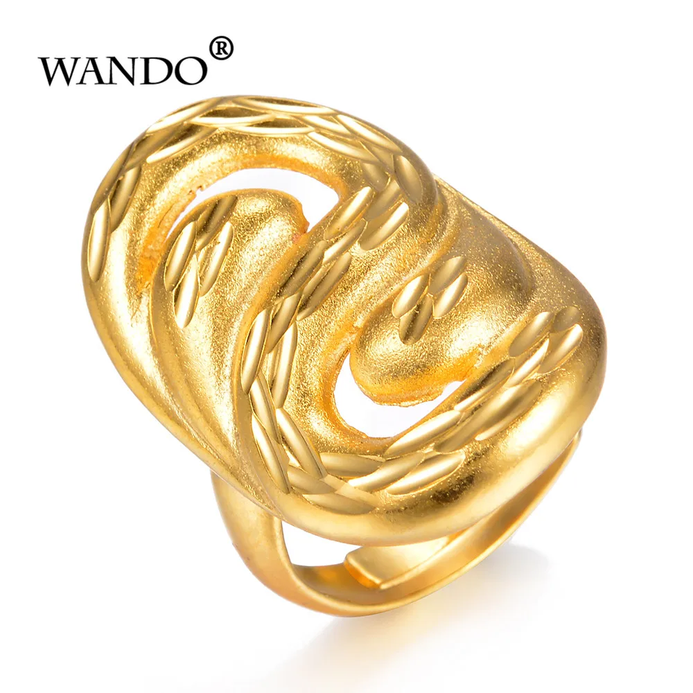 WANDO эфиопское Золотое кольцо для женщин девушек матовые новые кольца золотого