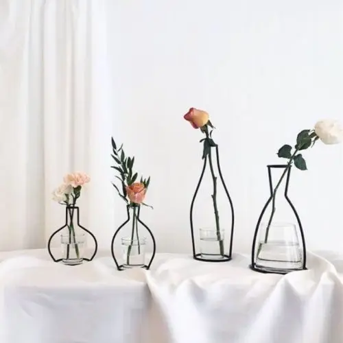 Brand New Style Retro Iron Line Flowers Vase Metal Plant Holder Modern Solid Home Decor Nordic Styles | Дом и сад