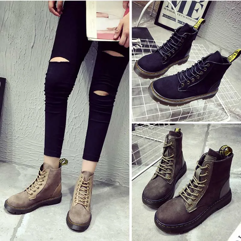 Модные Искусственная кожа ботинки Martin женские мотоциклетные ботинки|motorcycle