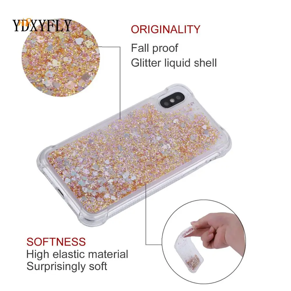 Блеск плавающий Quicksand защитный чехол для iPhone X XS XR MAX ТПУ и струящийся жидкости 6 S