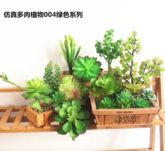 green 004 20 шт зеленый синий красный розовый фиолетовый Флокирование Искусственные суккуленты растения для дома и сада украшения поддельные растения настольные бонсай растения - Цвет: green 004