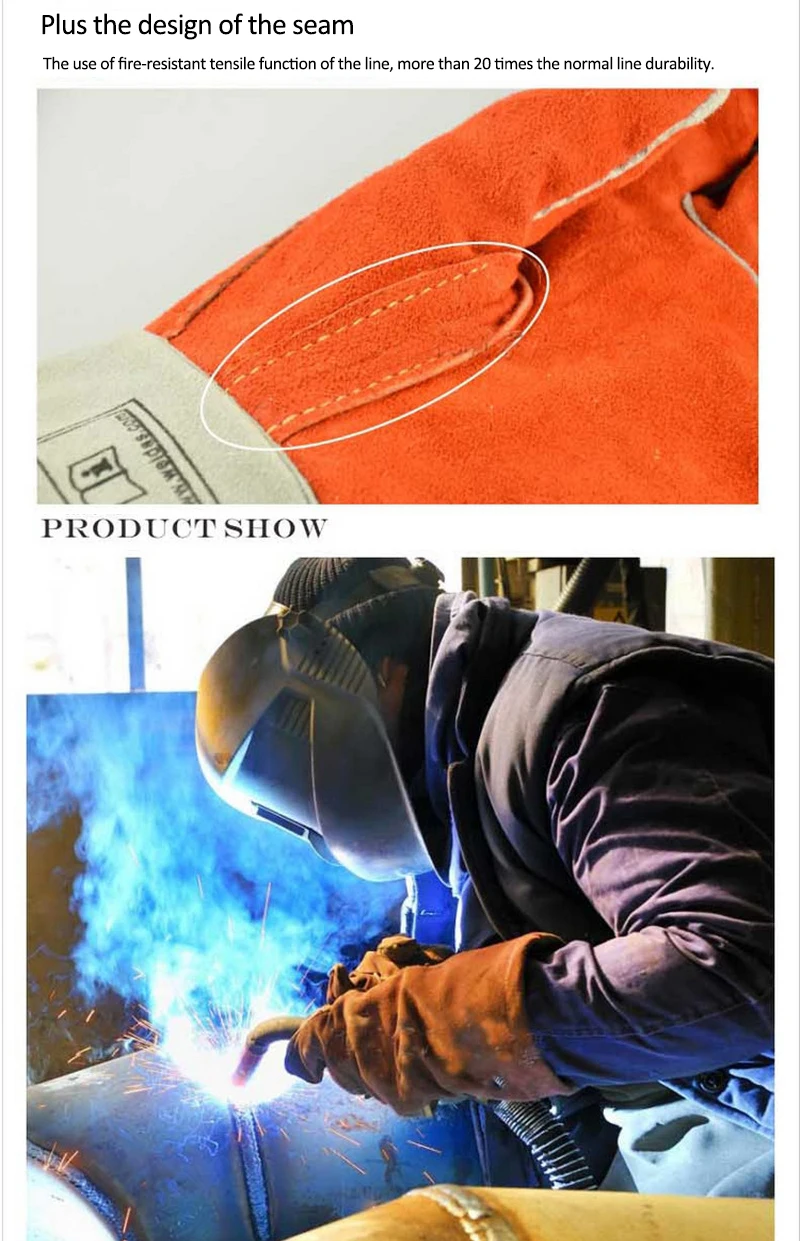 Перчатки для сварки из воловьей кожи комбинированный сварочный инструмент