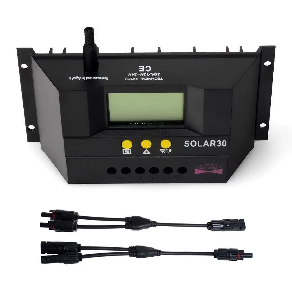 ЖК дисплей 30а ШИМ Солнечная панель регулятор заряда батареи Контроллер 12 В/24 В + 1