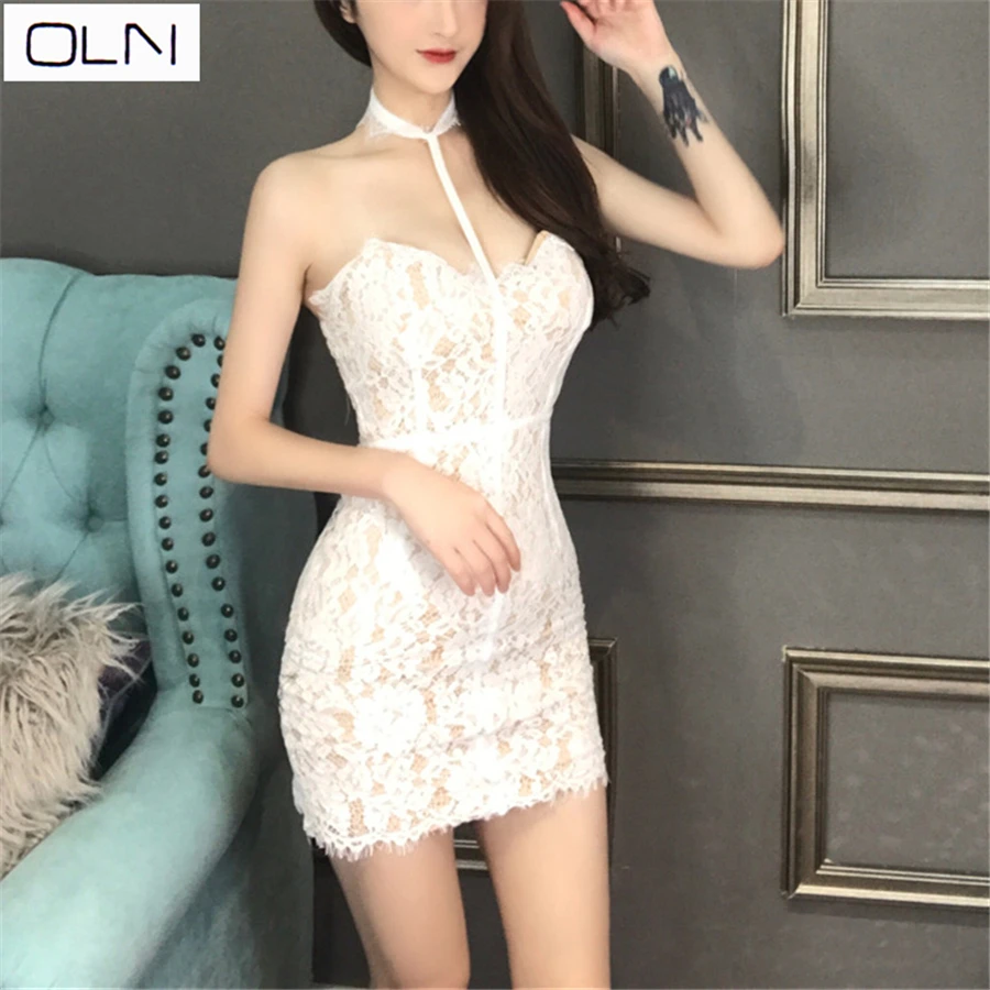 Летнее платье в Корейском стиле Vestidos OLN Новое поступление открытое кружевное с