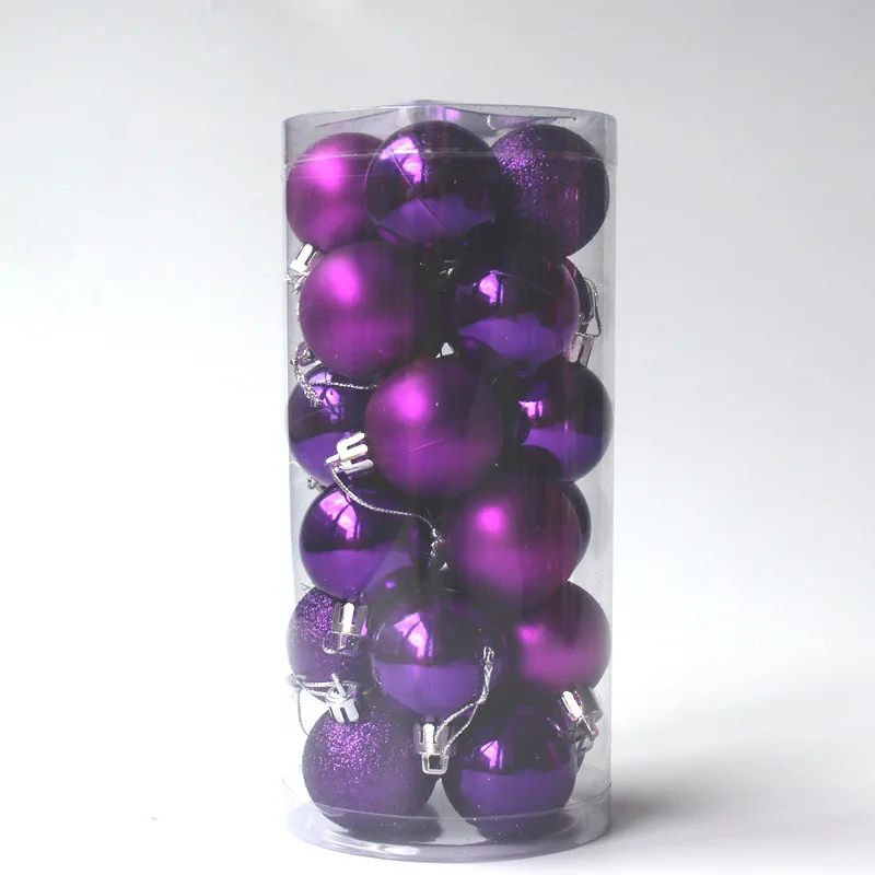 purple 24 шт./лот, яркие блестящие Рождественские шары, натальные украшения, рождественские елочные декоративные шары, рождественские подвесные украшения, подарок - Цвет: purple