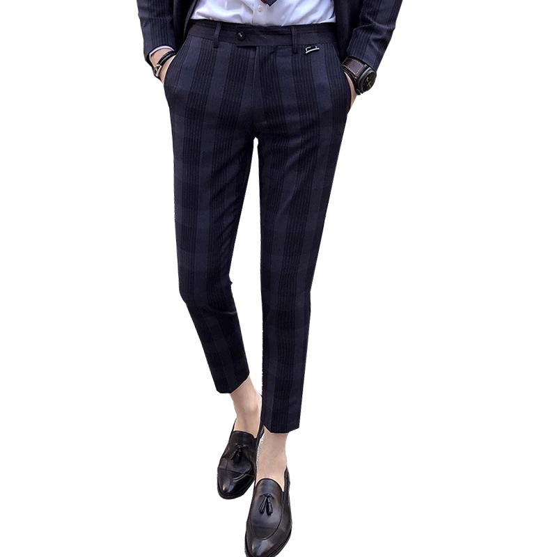 Новинка 2018 мужские брюки в клетку британском стиле западном стиле|plaid pants men|pants