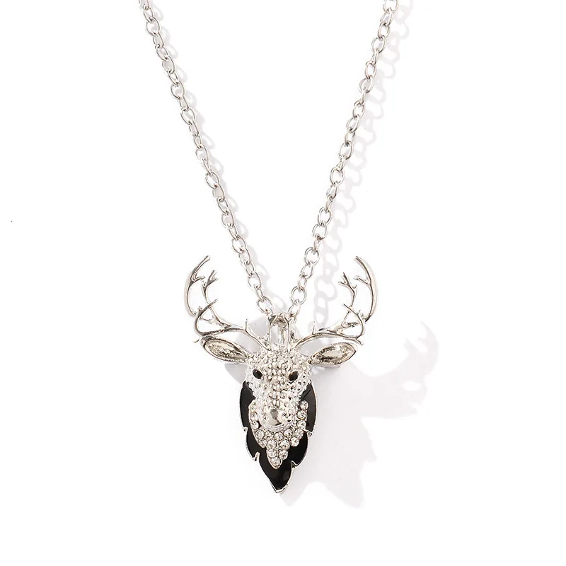 Ожерелье с хрустальным оленем и подвеска оленьими оленьями серебряная золотая