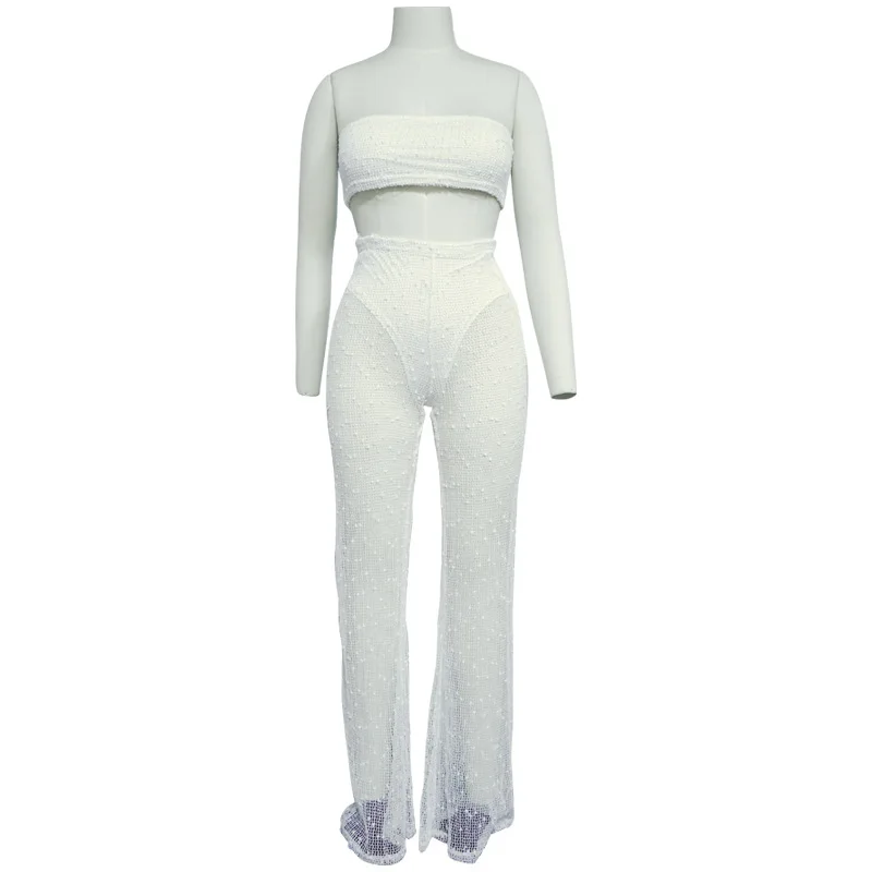 Женские летние комплекты из 2 предметов Сексуальный Топ без бретелек с открытыми