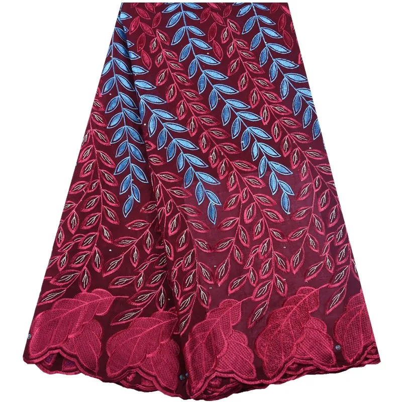 

Latest Red Swiss Voile Lace High Quality African Dry Cotton Lace Fabric Embroidery Nigerian Lace Fabrics For Party Dresses S1583