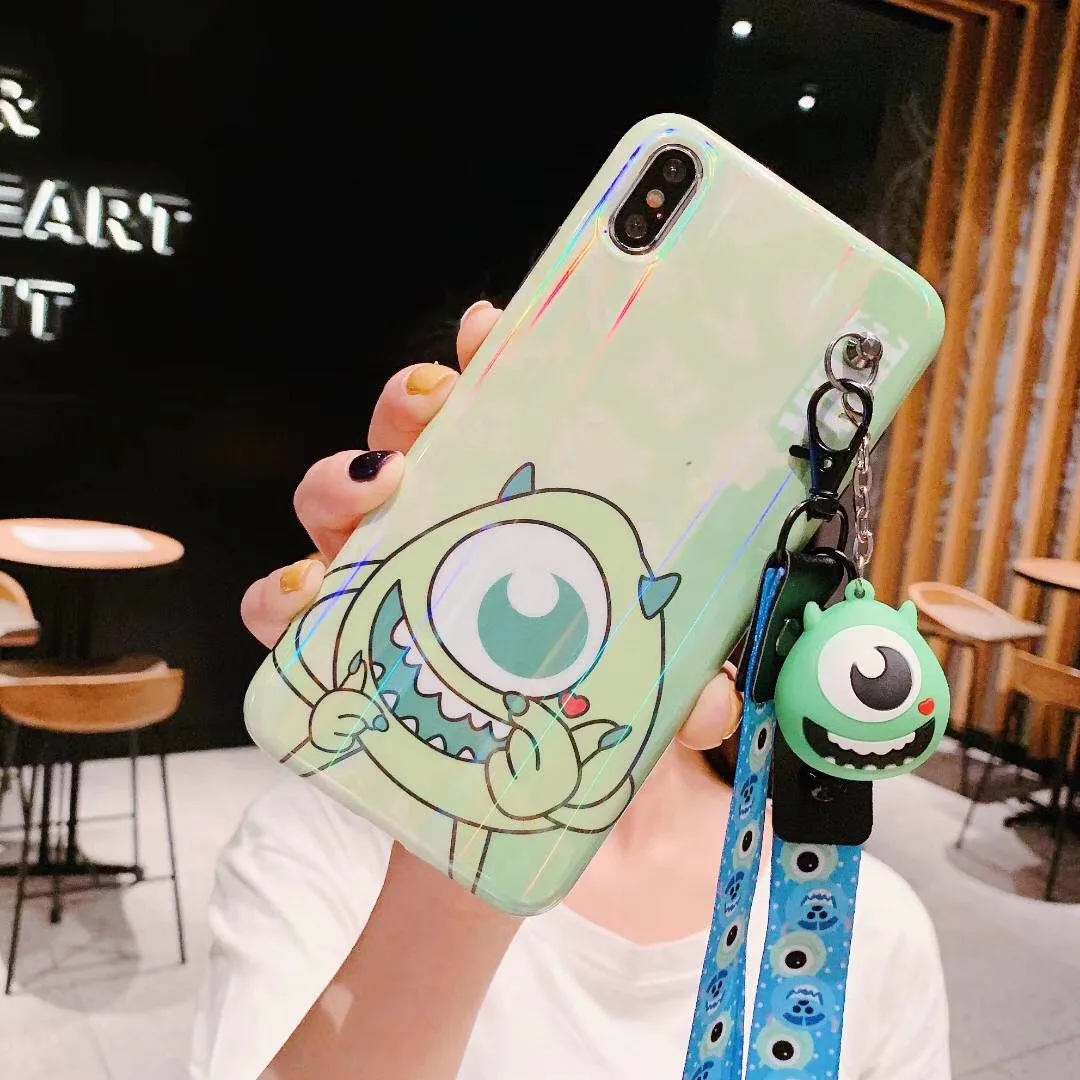 Чехол для huawei P30/p20 pro/nove3e minnie, для huawei p10/honor 9/mate10pro, чехол из ТПУ с рисунком+ длинный ремешок, 3D игрушка