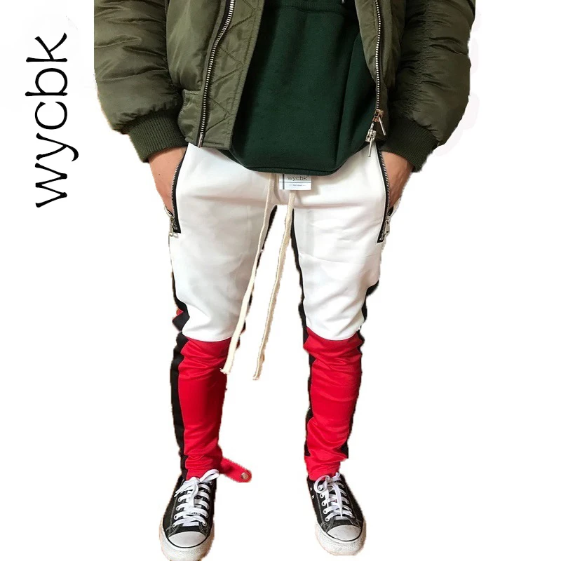 2018 бренд уличной ретро Лоскутная Штаны хит Цвет шить боковые полосы Эластичные