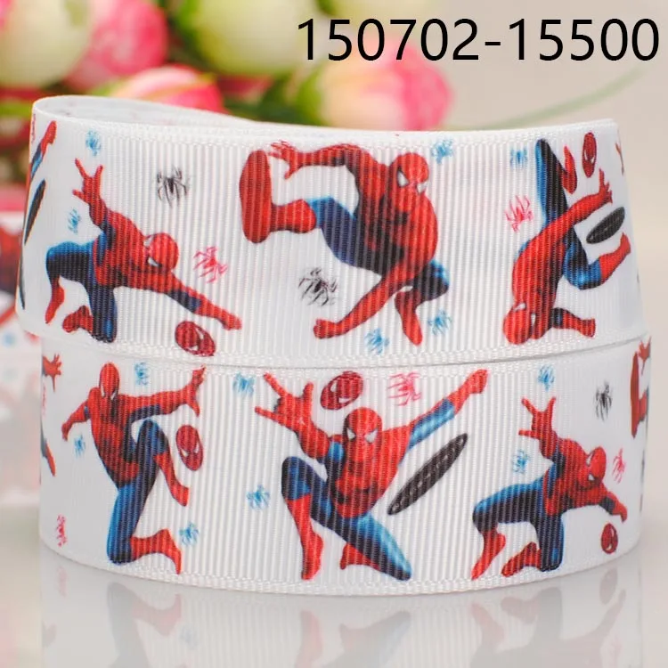 150702-15500 10yards-different sizes-lively cartoon spider-man ribbon printed Grosgrain ribbon - Цвет: 150702-15500