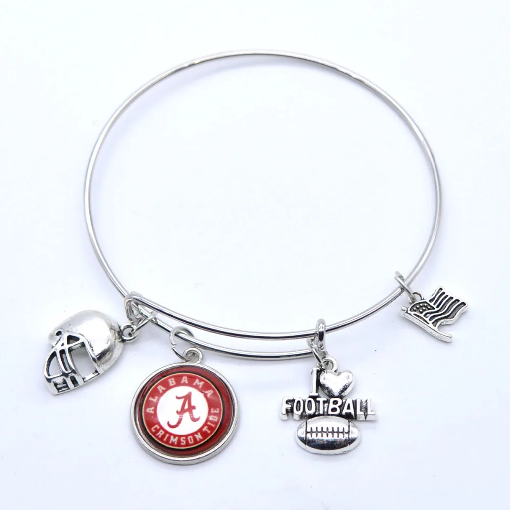Акция Ювелирные изделия спортивный браслет Alabama Crimson Tide Амулеты Браслет с подвесками женские мужские модные аксессуары SPT081