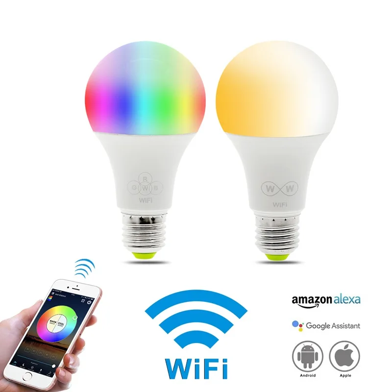 Светодиодный смарт лампочка WiFi E27 AC85 265V 6 5 Вт RGBWhite & Теплый Холодный белый Bombilla для