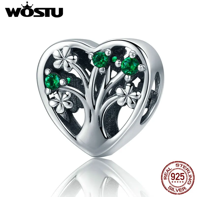 WOSTU, 925 пробы, серебро,, дерево жизни, бусины в форме сердца, подходят к оригинальному WST, браслеты с подвесками, ювелирное изделие, подарок, FIC221