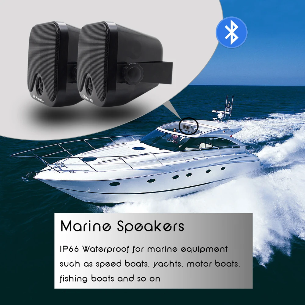 Bluetooth динамик Водонепроницаемый морской стерео автомобильный аудио динамик s " Портативный сверхмощный для ATV Открытый Мотоцикл лодка Музыка звук