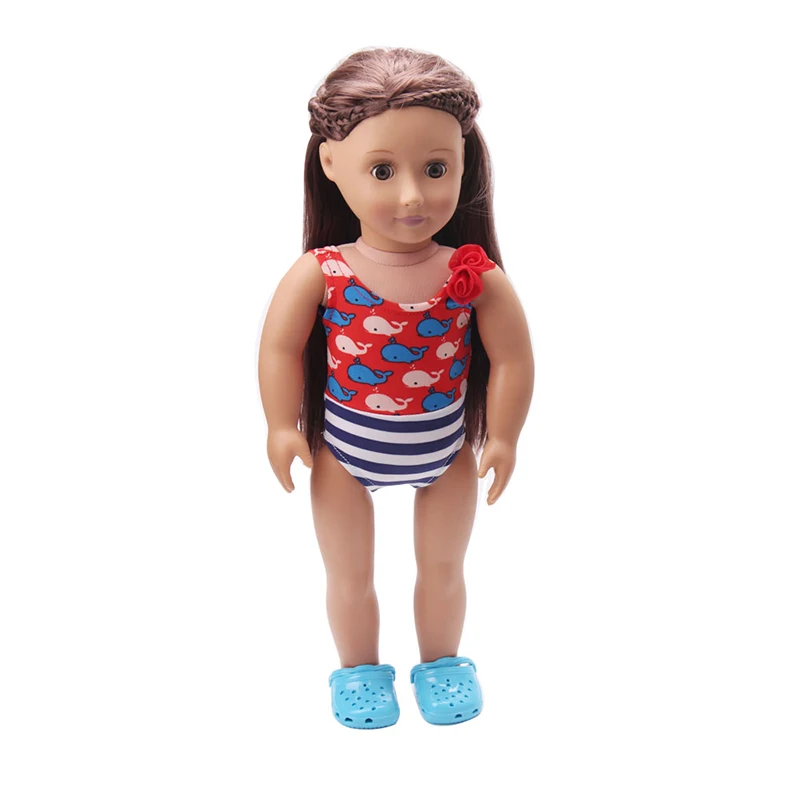 

Doll clothes Red printed dolphin jumpsuit swimsuit toy accessories fit 18 inch Girl doll and 43 cm baby doll c180