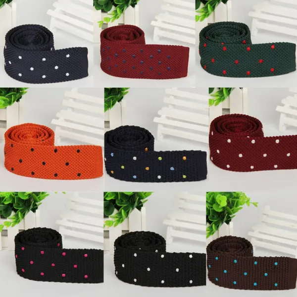 

Men Neck Accessories Fashion Necktie Polka Dot Knit Knitted Slim Flat Narrow TuxedoNeck Tie New H11