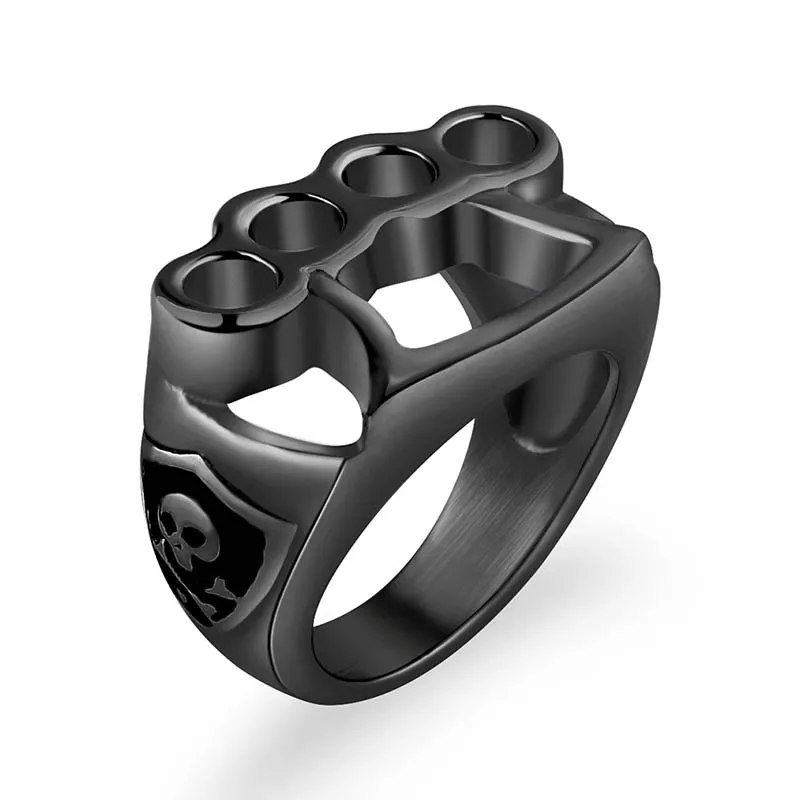 

Men's Boxing Ring titanium Stainless Steel Finger Fitness Ring Personality Jewelry Silver Color Skull Rings for Men Women Gift