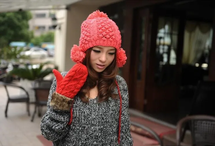Min Order is $15(mix) G twist/lovely lady winter pure manual weaving upset warm feather fashion hang neck wool gloves For WS26 | Аксессуары