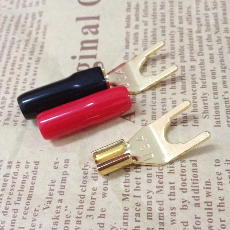 20pcs Copper Gold-Plated Wiring Fork Horn U-shaped Banana Fork Y-type Speaker Plug Wiring Terminal