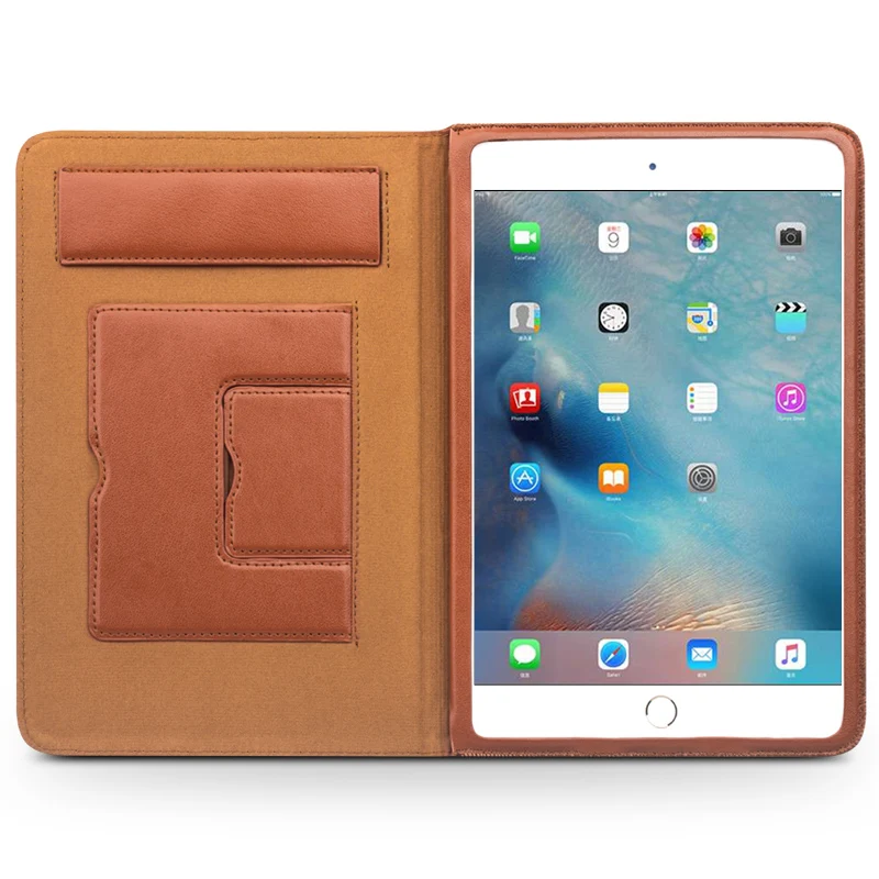 QIALINO Роскошный чехол для iPad mini 4 из натуральной кожи умная скобка чехол-подставка