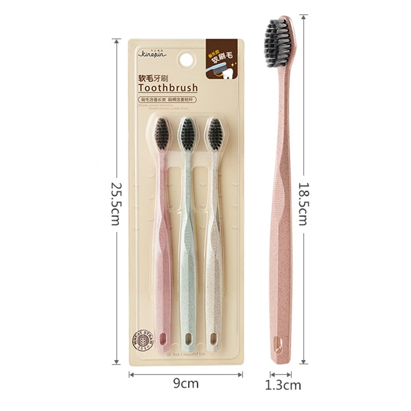 3pcs 3 шт./компл. смесь цветов Семейный комплект пшеничной соломы Зубная щётка здоровья материал Eco Содружественный Портативный ручка мягкая щетина держатель цилиндра - Цвет: 3pcs