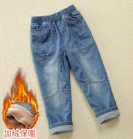 childrens clothing boys jeans plus velvet thick winter childrens trousers 2022 new european and american children in the big