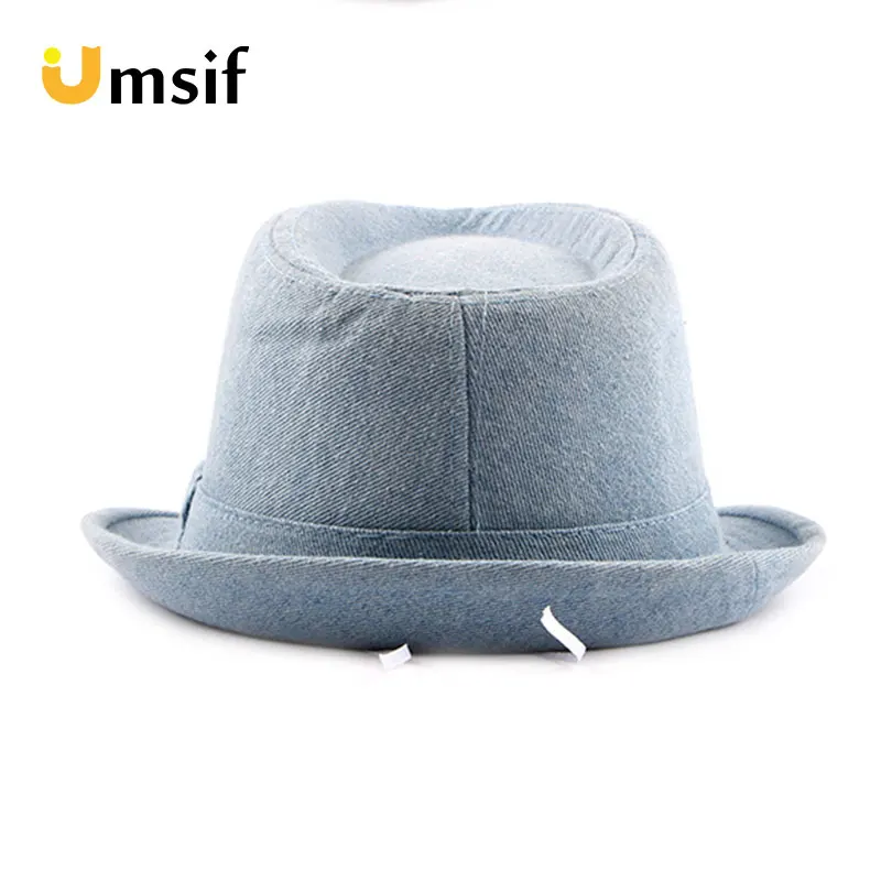Новый Классический джинсовый Топ Fedora шляпа для мужчин стимпанк формальный