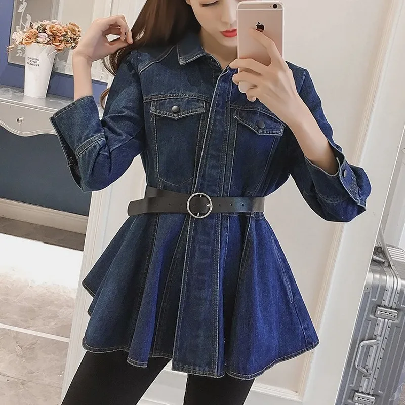 Весенне-осенняя Женская приталенная джинсовая куртка женская модная брендовая с