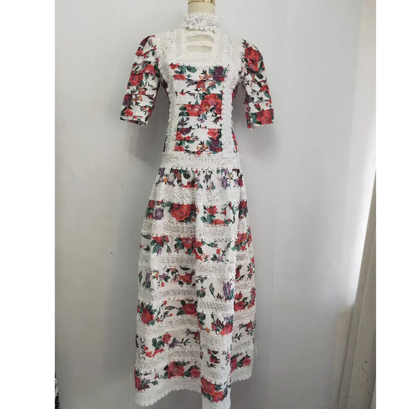 2019 модное женское винтажное платье миди с цветочным принтом рукавом 1/2|Женские