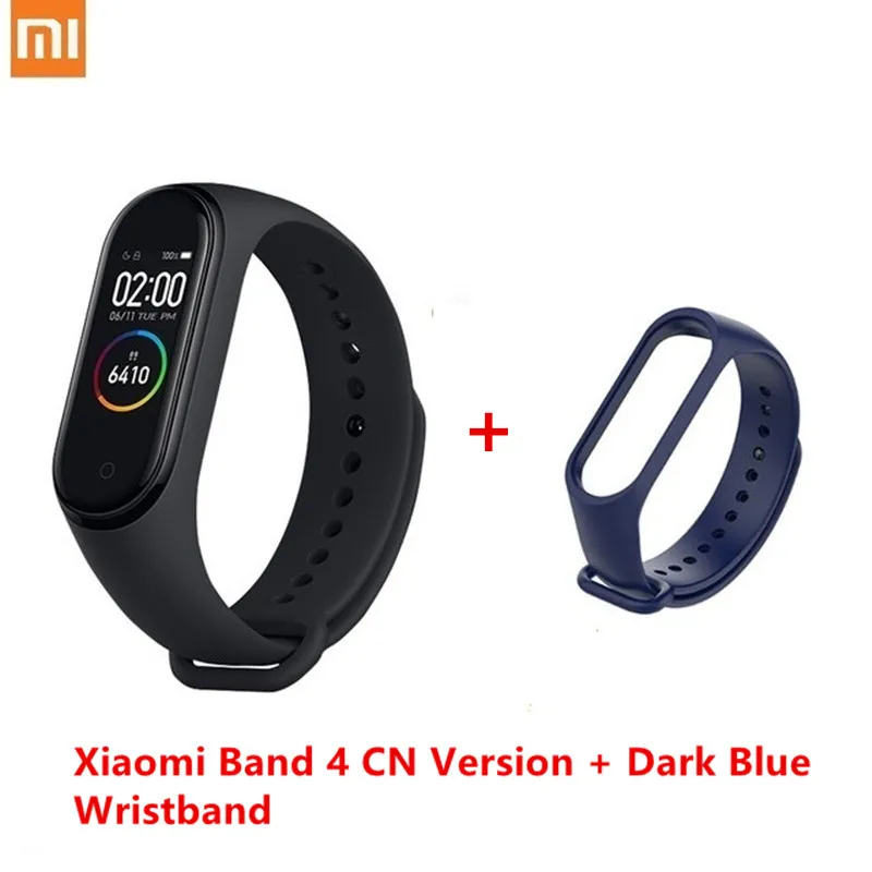 4 n drak blue strap Xiaomi Mi band 4 smart AI фитнес-трекер для измерения сердечного ритма 50 м водонепроницаемый сенсорный цветной экран Bluetooth 5,0 браслет - Цвет: 4 n drak blue strap