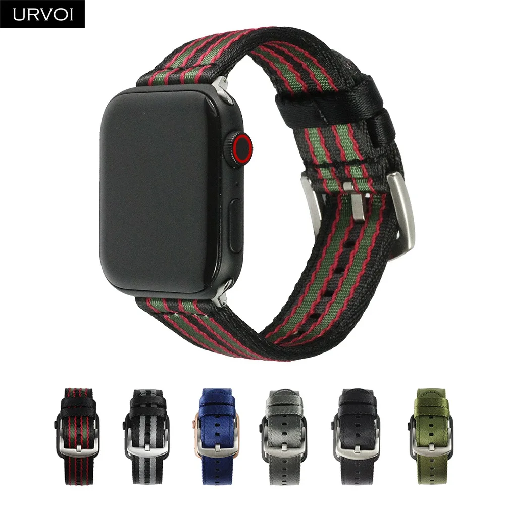 URVOI нейлоновый ремешок для Apple Watch 5 4 3 2 1 полоса мягкая точность тканый для iwatch NATO дизайн с адаптерами Прочный Удобный