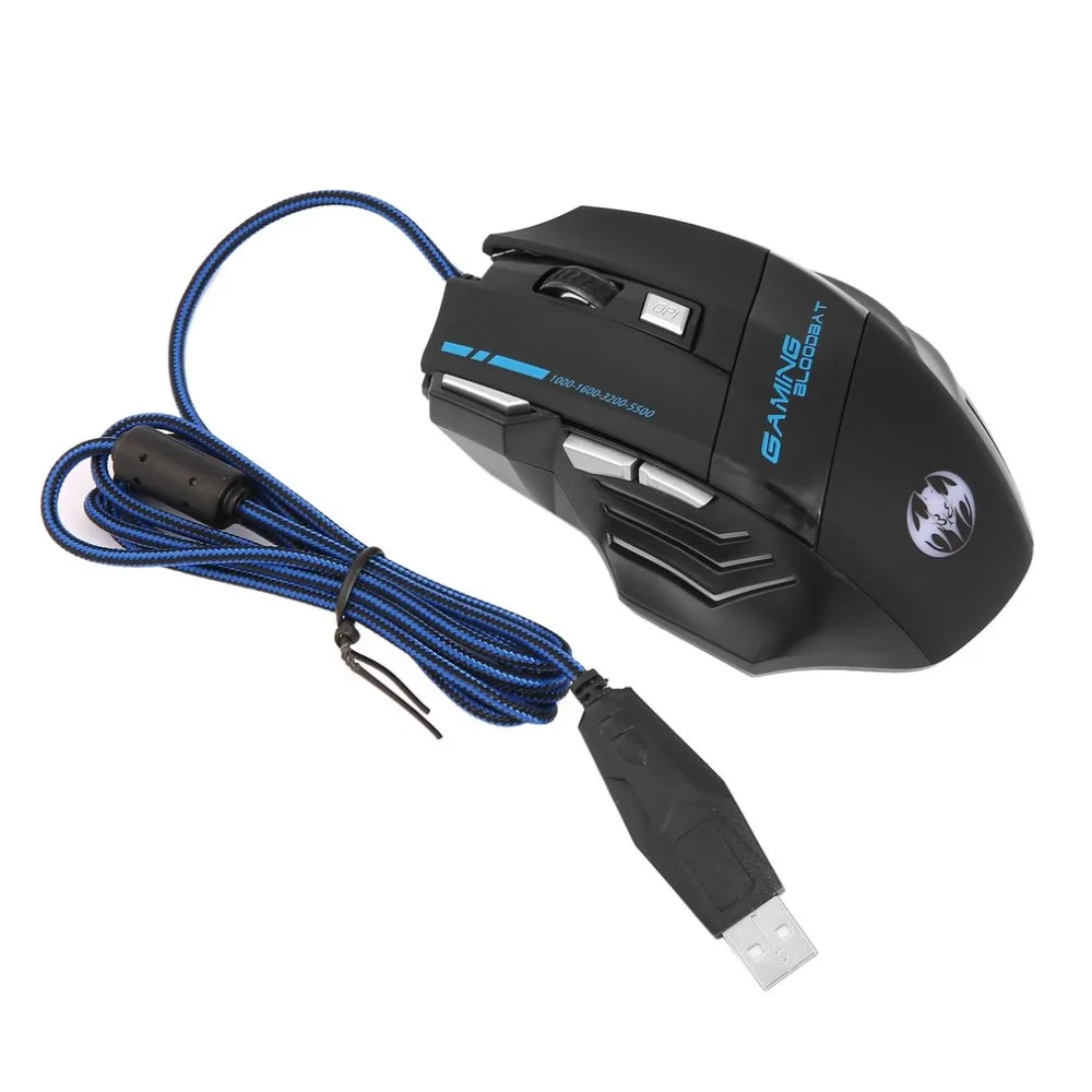 Игровая мышь, светодиодный, оптическая, USB, проводная, компьютерная мышь, 5500 dpi, 7 кнопок для Pro Gamer,, Прямая поставка