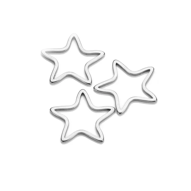 Простые Позолоченные Подвески в форме полых звезд из нержавеющей стали 10 шт./Лот