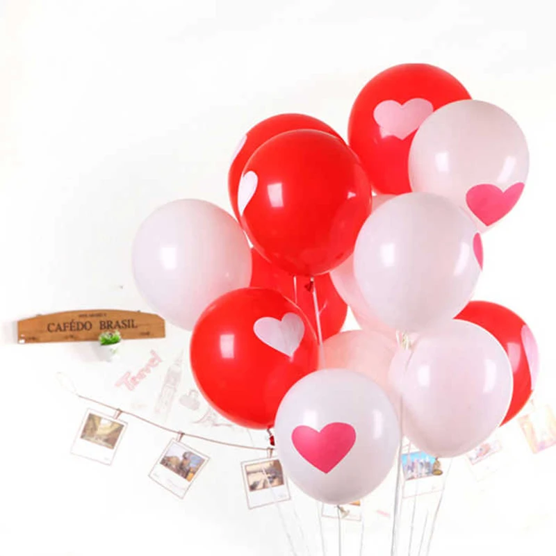 Воздушные шары 50 шт.! Белый красного цвета с надписью Love круглой формы в форме