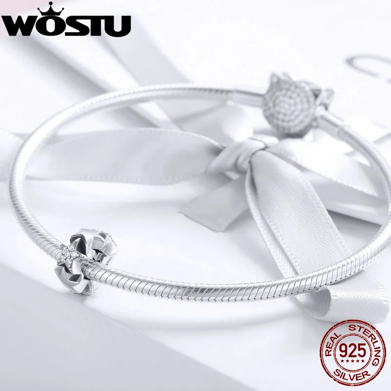 WOSTU абсолютно новый 925 пробы серебряных звездочек разделитель Шарм бисера для