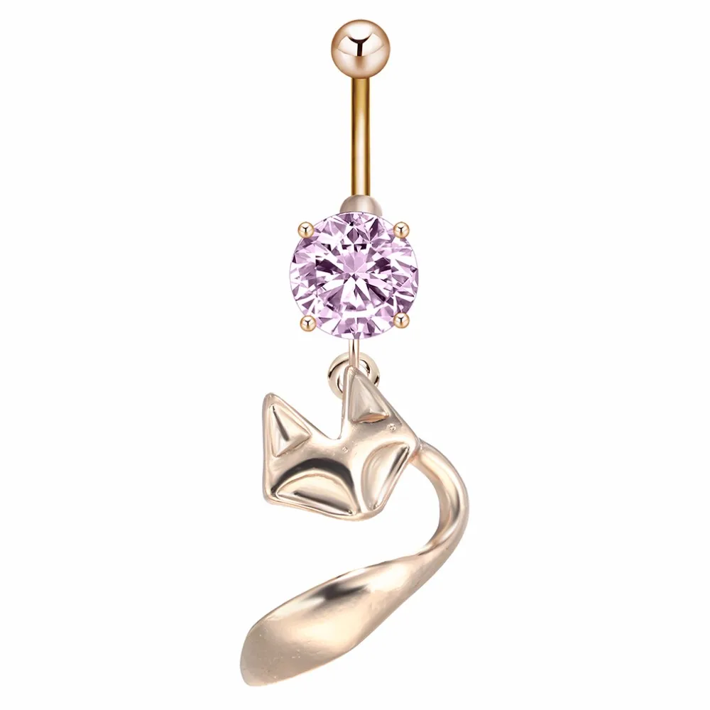 Cxwind милое кольцо для пирсинга лисы Женское пупка модное хрустальное с животным