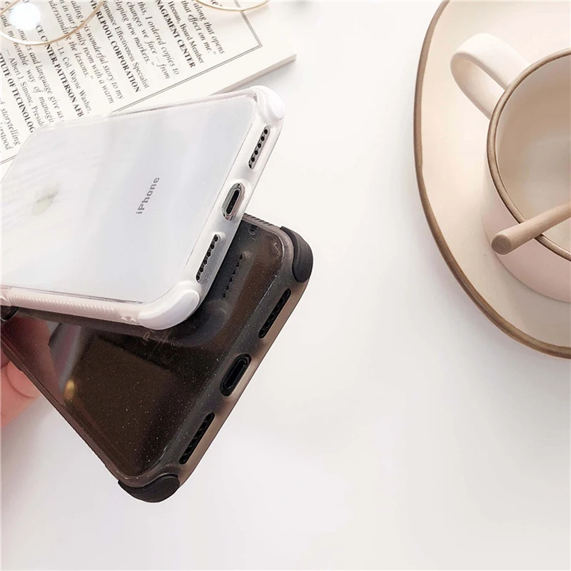 Модный Блестящий Прозрачный мягкий чехол из ТПУ для iPhone XS Max X XR 6 6S 7 8 Plus яркий