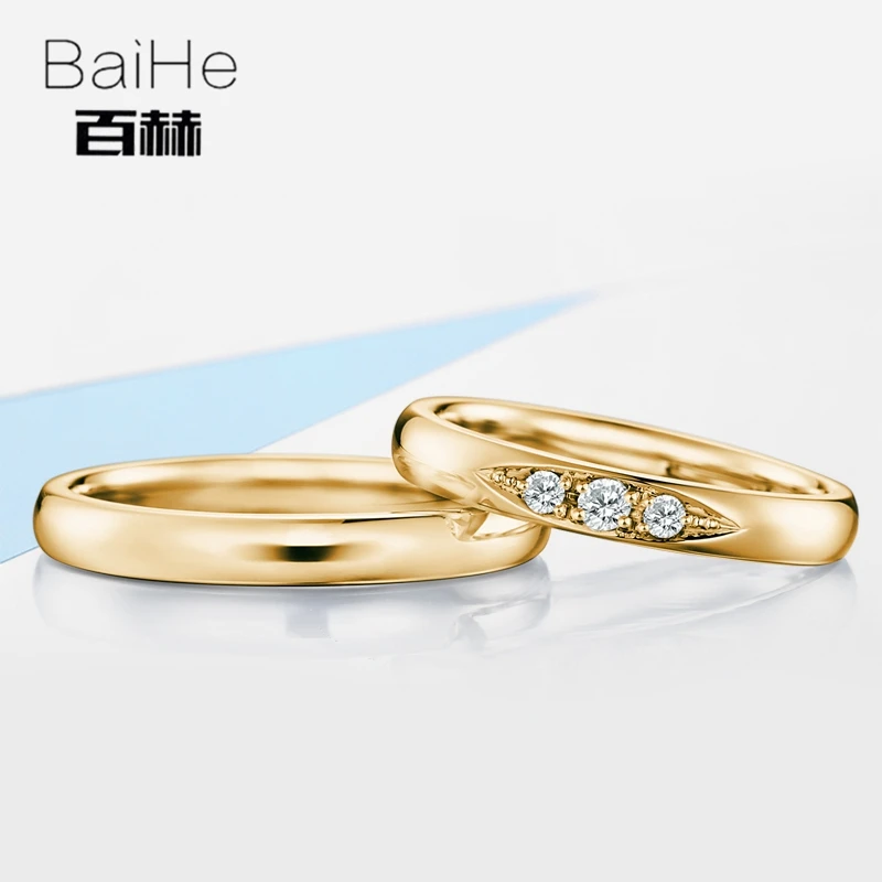 BAIHE Твердое 18K Белое Золото 0.15ct сертифицированное H/SI круглое подлинное
