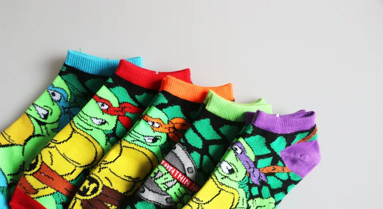 Leonardo Raphael Mikey Donatello лодка с принтом носков аниме невидимые счастливые компрессионные забавные мужские и женские хлопковые Лоферы Calcetines